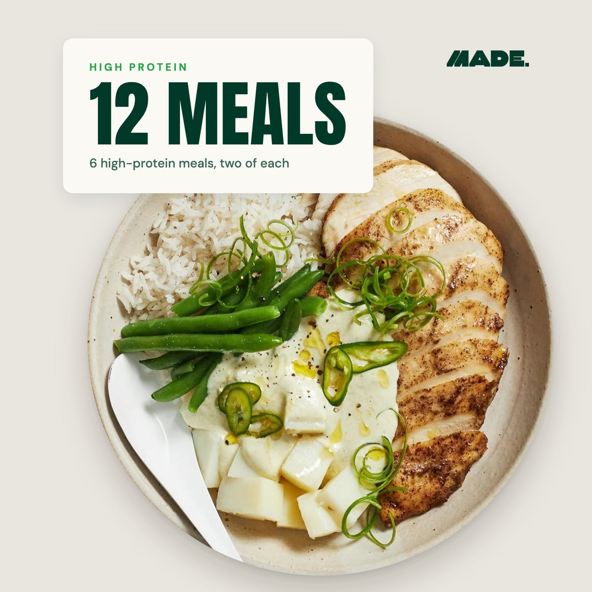 High Protein Pack: 12 high-protein MADE. meals